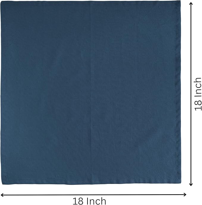 FINGERCRAFT Dinner Cloth Napkins, Cotton Linen Blend Mitered Corner Napkins Cloth 12 Pack Natural Premium Quality for Every Day Use, Parties, Easter, Thanksgiving, Weddings, 18x18 inch Stellar Blue