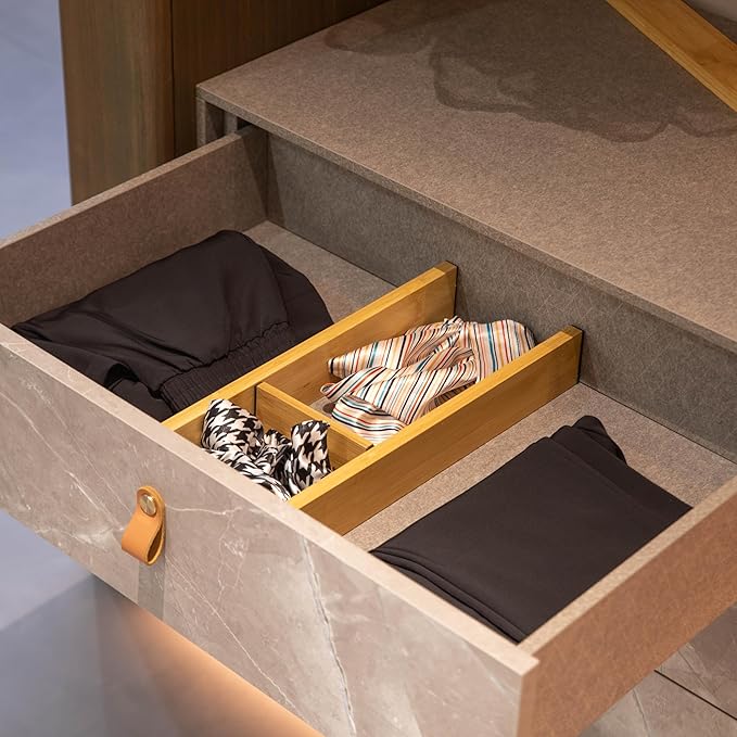 Basicwise Expandable & Adjustable Drawer Organizer with 4 Dividers & 4 Inserts Storage Solution for Home Office Dresser Desk Kitchen Bedroom Closet Separator for Socks Cutlery Clothes and Accessories