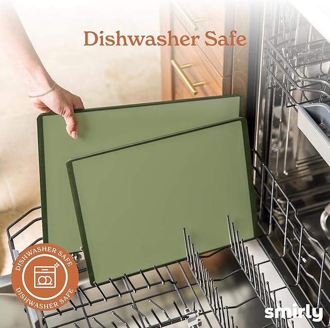 SMIRLY Plastic Cutting Board Set With Holder, Dishwasher Safe Plastic Cutting Boards Set for Kitchen, Cutting Boards for Kitchen - Plastic Chopping Board Set