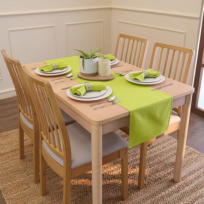 Encasa XO Lime Green Cloth Napkins Set of 6, 17"x17" | Solid Color Cotton Dinner Napkins | Washable & Reusable Wedding Napkins for Holiday Dinners, Party, & Everyday Table Decor