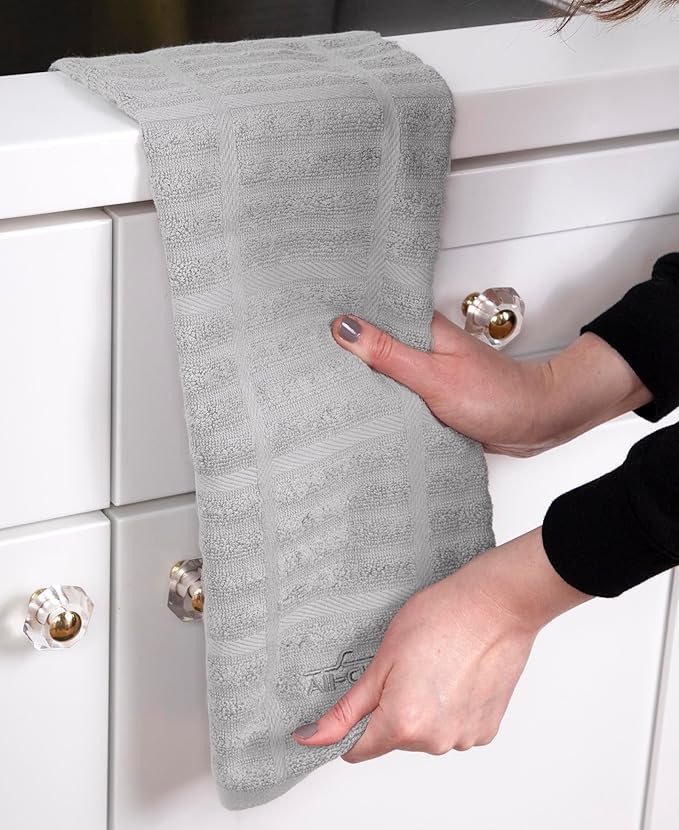 All-Clad Solid Kitchen Towels: Highly Absorbent, Super Soft Long Lasting - 100% Cotton, 17"x30" Tea Towels for Cleaning & Drying Dishes, Pans, Glassware, or Countertops, (2-Pack), Titanium Gray