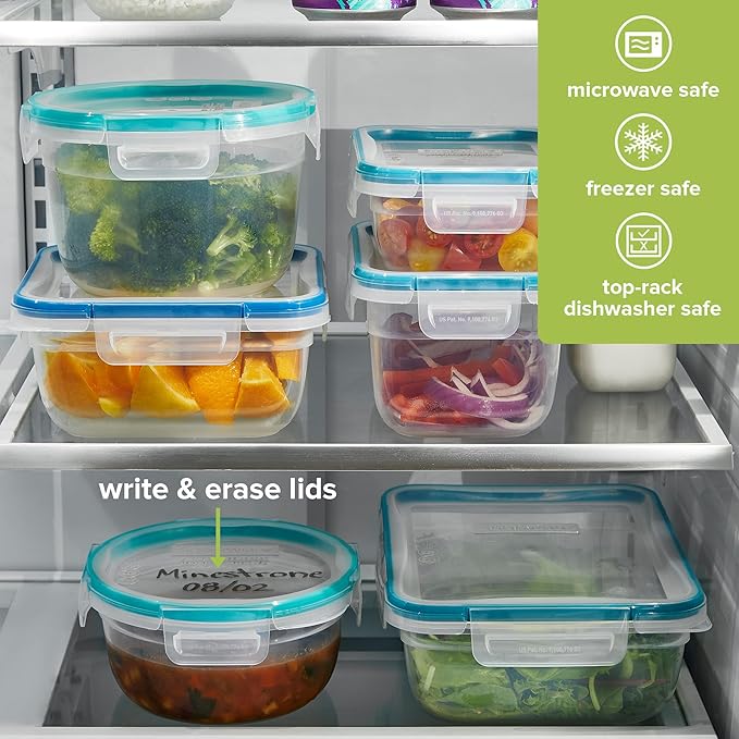 Snapware Plastic Total Solution 2-Pack (4-Cup) Food Storage Containers Set, Leakproof & Airtight Plastic Locking Lids Round Tupperware, Non-Toxic BPA-Free Lids, Microwave Dishwasher Freezer Safe