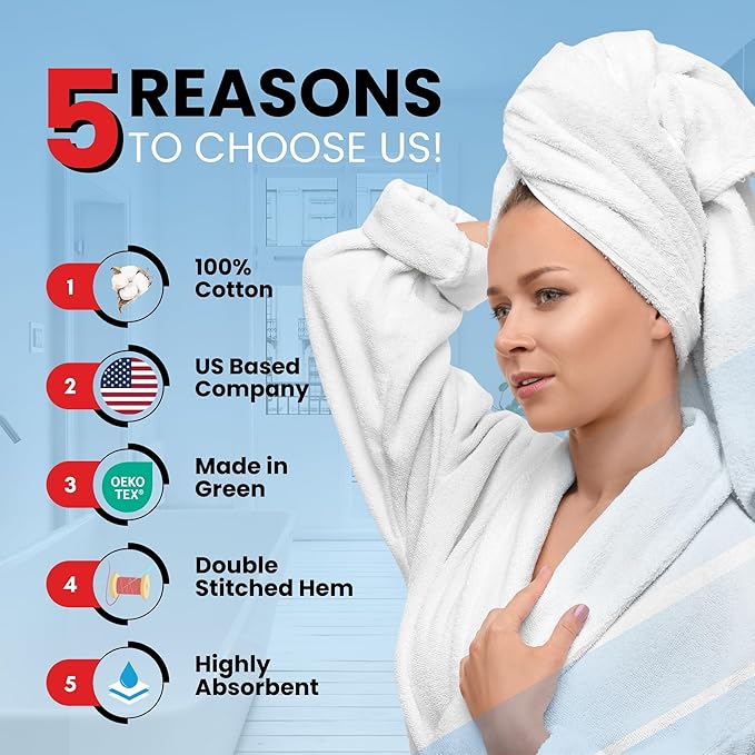 Infinitee Xclusives Luxury 100% Cotton Towel Set – 8 Piece Bathroom Towel Set (2 Bath Towels, 2 Hand Towels, 4 Washcloths) – Soft & Absorbent Towels for Bathroom (Tranquil Navy)