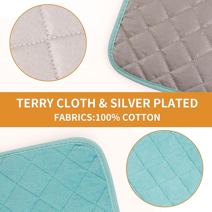 5 Pack Pot Holders for Kitchen Easy-Care Cotton Machine Washable hot Pads for Kitchen for Cooking and Baking Oven Blue-Green