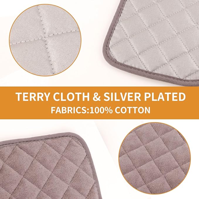 5 Pack Pot Holders for Kitchen Easy-Care Cotton Machine Washable hot Pads for Kitchen for Cooking and Baking Oven Dark Gray