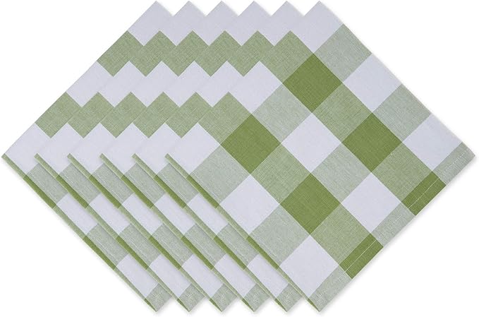DII Buffalo Check Collection, Classic Farmhouse Cloth Napkin Set, 20x20, Antique Green, 6 Piece