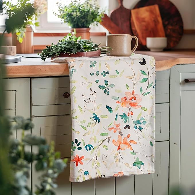 Maison d' Hermine Kitchen Towels Set of 2 100% Cotton 27.50" x 20" Reusable Cloth Tea Dish Towels Absorbent with Hanging Loop for Kitchen, Home, Dining, Cocktail Parties Spring/Summer (Colmar)