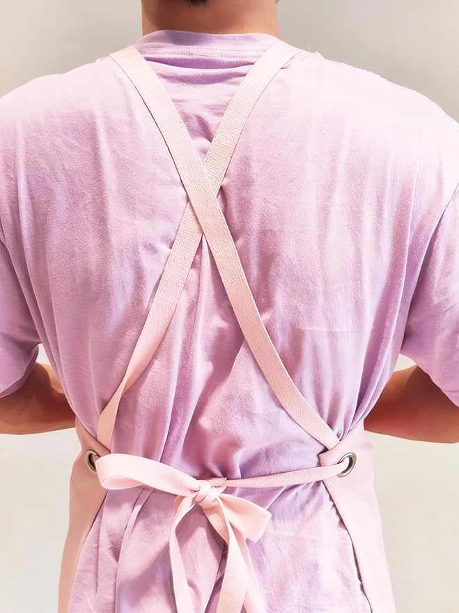 Chef Apron with Large Pockets for Women Men, Cotton Canvas Cross Back Water Repellent Adjustable Work Apron