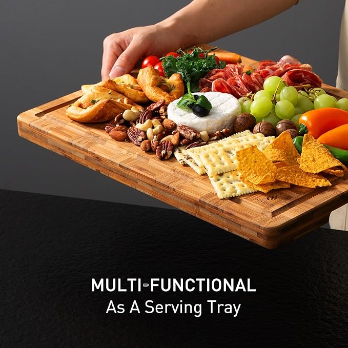Bamboo Cutting Board Non Slip Heavy Duty Over Sink Wooden Wood Cutting Board for Kitchen Chopping Board Edge Grain Teak Smart Marble Flexible Round Stone Metal