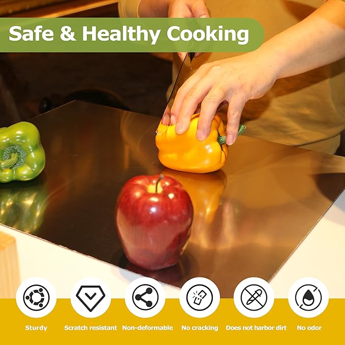 Stainless Steel Cutting Board with Counter Lip, Extra Large Chopping Board for Kitchen, Metal Cutting Board for Veggies, Meat, Fruits, Bread and Baking (80 x 50cm/31.5 x 19.7 inch)