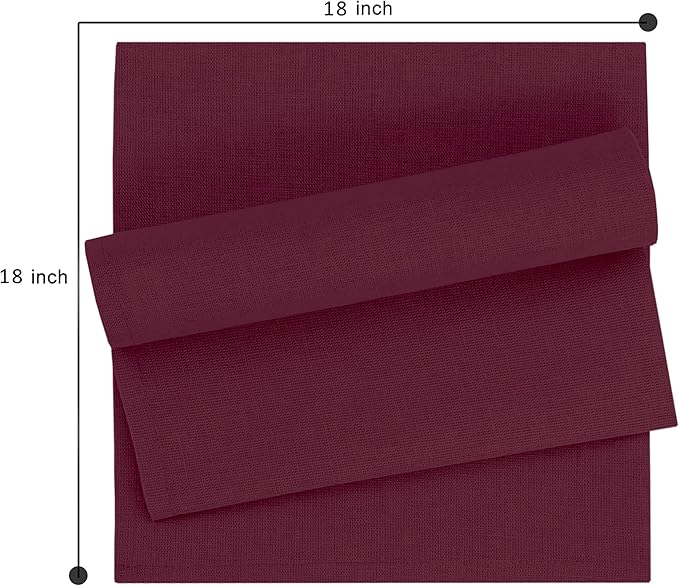 Ruvanti Linen Napkins Set of 6, 18x18 Cloth Napkins, Cotton Linen Blend Napkins Cloth Washable, Soft, Reusable Dinner Napkins for Wedding, Parties, Christmas, Thanksgiving, Everyday Use - Burgundy