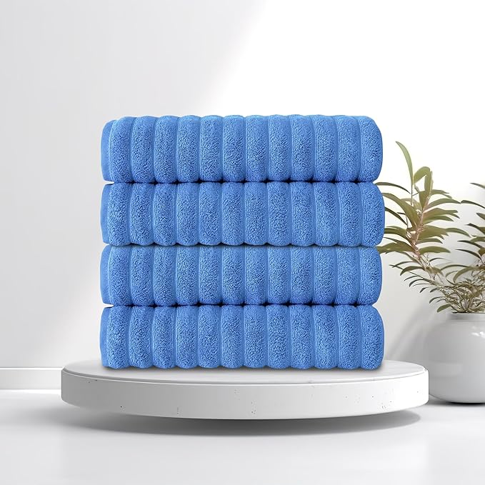 Classic Turkish Towels CTT Premium 4 Pack Bath Towels Set, Made with 100% Turkish Cotton, Spa & Hotel, Quick Drying Towels, Absorbent & Comfy | 27"x54" (Blue)