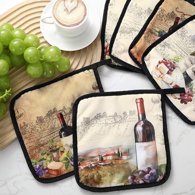 Bencailor 12 Pcs Pot Holders with Pocket Kitchen Hot Potholders Hot Pad Oven Mitts Cookie Bag Oven Gloves for Kitchen Gift Baking Cooking(Red and Purple,Wine)