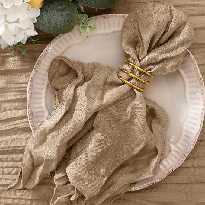 20 Pack Nude Cheesecloth Napkins Cloth Washable Spring Summer Cloth Napkins Set of 20 Bulk 21x21 Inches for Wedding Baby Bridal Shower Birthday Dinner Party Table Decor
