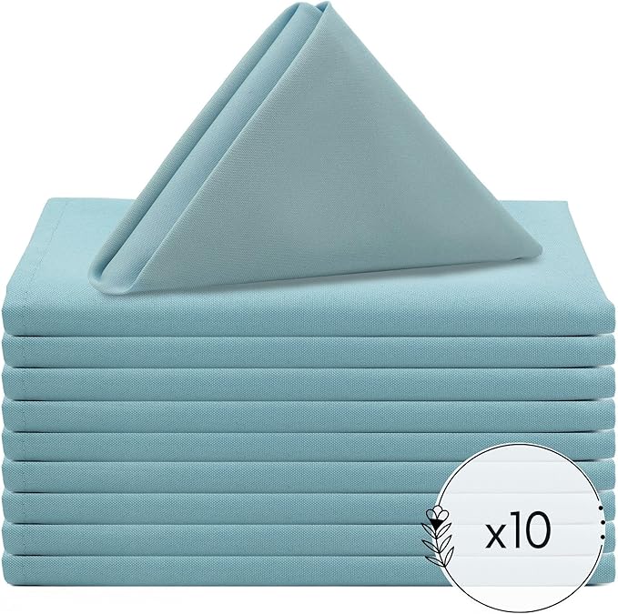 Your Chair Covers - 10 Pack 20 Inch Dusty Blue Cloth Polyester Napkins – Washable Dinner Fabric Napkins with Hemmed Edges for Weddings, Restaurants & Special Events