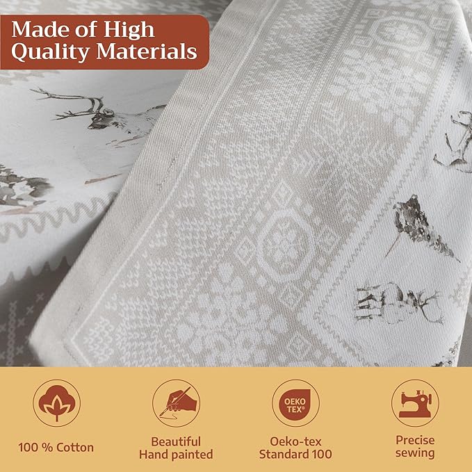 Maison d' Hermine Cloth Napkins Set of 4 100% Cotton for Thanksgiving Christmas Decorations Everyday Reusable Square Fall Napkins Cloth Washable Dinner Party (Cozy Christmas, 20"x20")