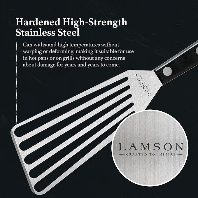 Lamson 3" x 6" Chef's Slotted Turner with Ultra Durable Handle - Left Hand