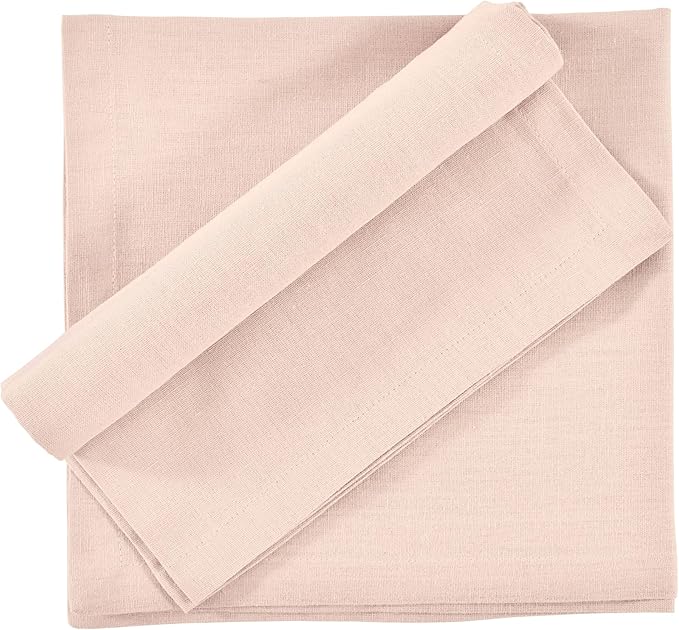 FINGERCRAFT Dinner Cloth Napkin Cotton Linen Blend 12 Pack Natural Premium Quality Mitred Corner for Every Day Use Pre Shrunk and Good Absorbency 18x18 in Easter Color Peach