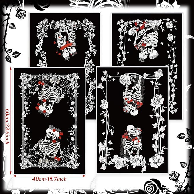 Bencailor 6 Pcs Retro Kitchen Towels 15.7 x 23.6 Inch Farmhouse Vintage Hand Towels Decorative Absorbent Dish Cloth for Bathroom Decor for Cooking Baking Cleaning(Black, White,Skeleton)