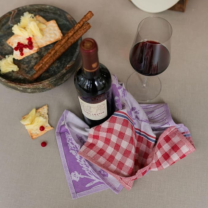 sea me at home 100% Cotton French Jacquard Kitchen Tea Towel Set of 4 - Italian & French Gourmet Kitchen Towels (Gourmet Moments)