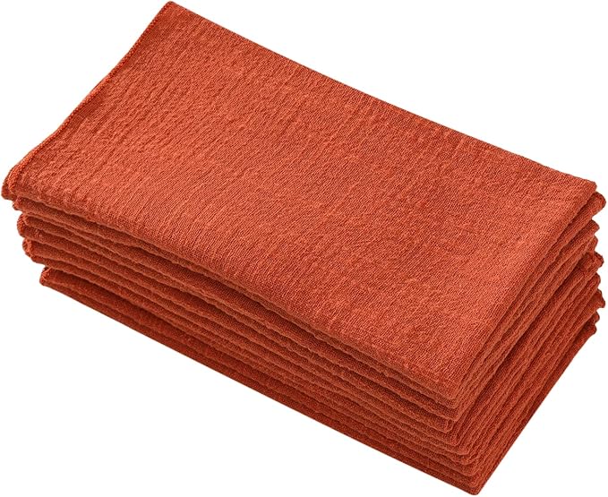 Dinner Cloth Napkins 10 Pack,Gauze Napkins 100% Natural Soft Cotton,Washable Fall Napkins for Wedding Decorative,Thanksgiving,Family Everyday Use,40 * 40cm (16 * 16 inches),Terracotta