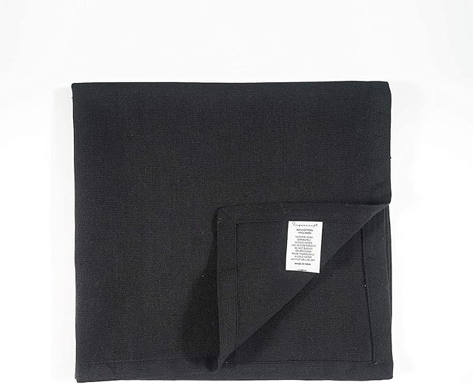 Cloth Napkins Dinner Washable Set of 4 in Cotton Linen Fabric Premium Quality, Mitered Corners for Reusable Every Day Use Pre Shrunk and Good Absorbency Christmas Cloth Napkins (Pack of 4, Black)