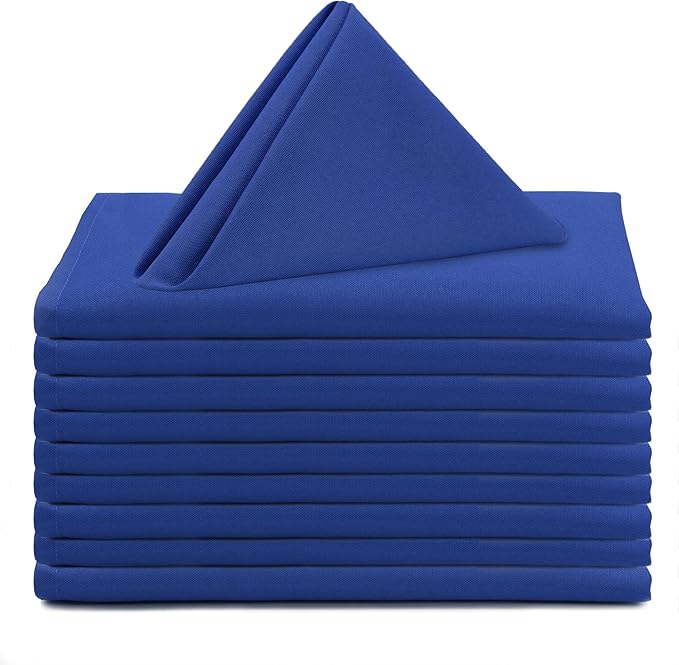 Your Chair Covers Cloth Polyester Napkins, 20 x 20 Inch, Washable Dinner Fabric Linen Napkins with Hemmed Edges for Restaurant, Wedding and Holiday Pack of 10 (Royal Blue)