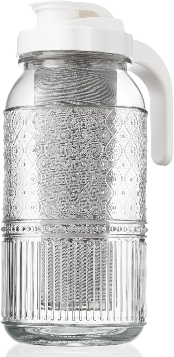 Godinger Cold Brew Coffee Maker 64 oz – Airtight Glass Mason Jar Pitcher Brewer with Leak-Proof Lid & Handle, Wide Mouth Iced Coffee Maker, Vintage Kitchen Decor