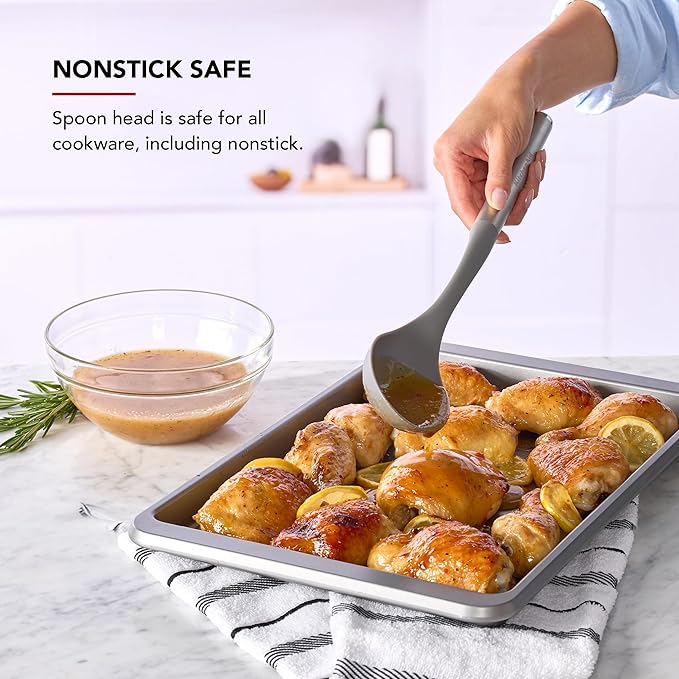 KitchenAid Basting Spoon with Stainless Steel Handle, Nonstick Safe, Ideal for Basting, Stirring, and Serving, Durable and Dishwasher Safe
