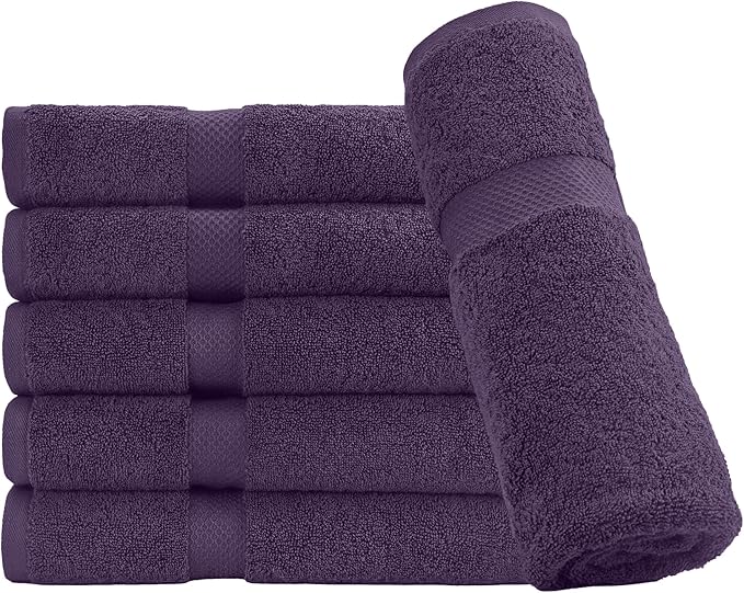 HERCULEAN Premium Bath Towels 24 x 48 Pack of 6 | Quick Dry and Highly Absorbent | 100% Cotton Terry Towels for Bathroom - Perfect for Shower - Pool and Spa - Luxury Soft Towels - Plum