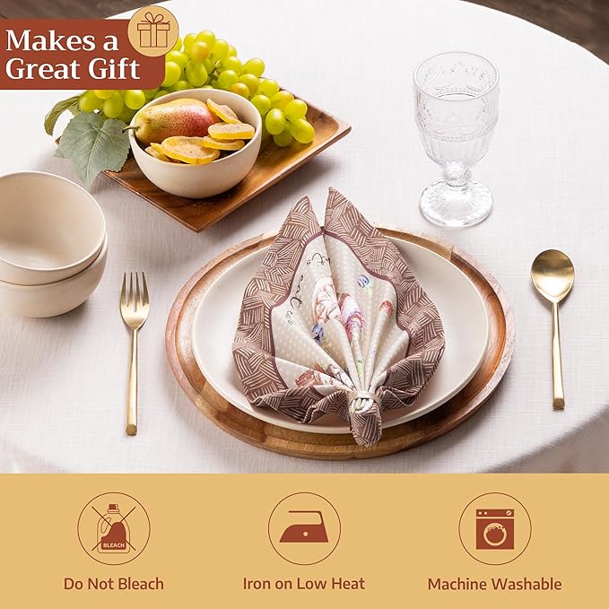 Maison d' Hermine Cloth Napkins Set of 4 100% Cotton Everyday Reusable Square Napkins Cloth Washable Dinner Party Wedding Restaurant Gifts for Mothers Day Spring/Summer (Cakes, 18" x 18")