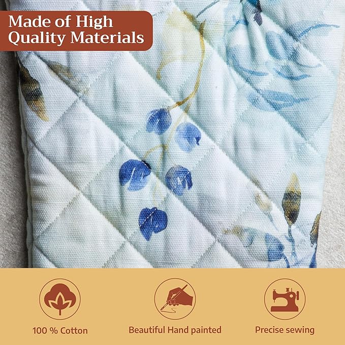Maison d'Hermine Oven Gloves 100% Cotton Oven Mitt 7" x 13" with Loop Heat Resistant BBQ Cooking Gloves Baking Grilling Gifts for Mothers Day Spring/Summer (Pack of 1, Lazy Summer Days)