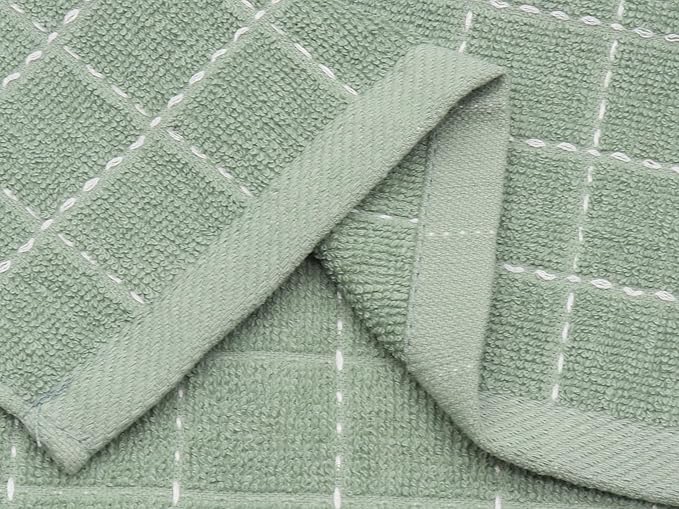 Natural Cotton Dish Cloths Waffle Weave Kitchen Towels,Ultra Absorbent Quick Drying Dish Towels, Soft Comfort Cleaning Cloth Washcloths, Set of 6 (Light Green, 12 x 12 Inches)