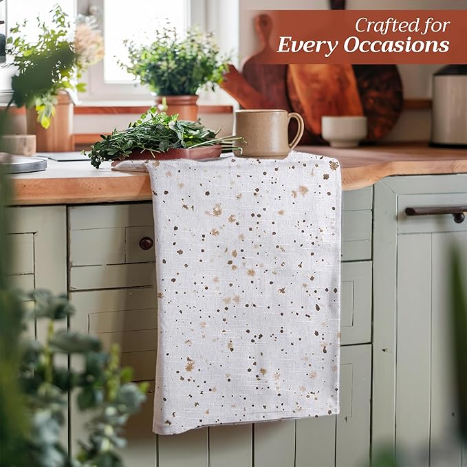 Maison d' Hermine Kitchen Towels Set of 3 100% Cotton 27.50" x 20" Reusable Cloth Dish Towels Absorbent with Hanging Loop for Kitchen Gifts for Mothers Day Spring/Summer (Meadow Florals - Beige)