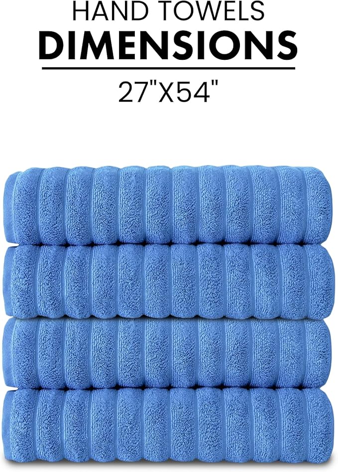 Classic Turkish Towels CTT Premium 4 Pack Bath Towels Set, Made with 100% Turkish Cotton, Spa & Hotel, Quick Drying Towels, Absorbent & Comfy | 27"x54" (Blue)