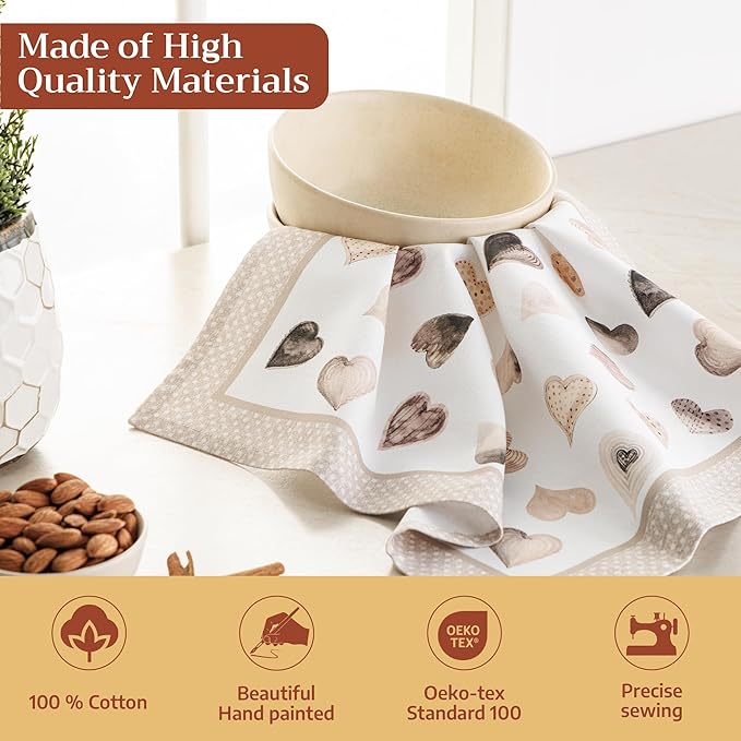 Maison d' Hermine Cloth Napkins Set of 4 100% Cotton Everyday Reusable Square Napkins Cloth Washable Dinner Party Wedding Restaurant Gifts for Mothers Day Spring/Summer (Lovely Hearts, 18" x 18")