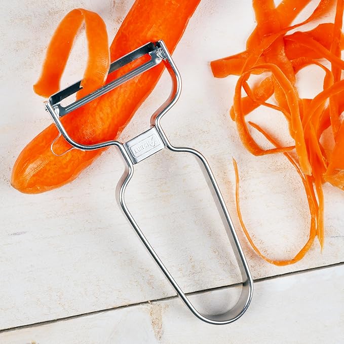 Lurch Universal Stainless Steel Peeler - Stainless Steel Blade with Japanese Technology, Movable Blade Head for Effortless Peeling, Ergonomic Handle for Secure Grip, Ideal for Fruit & Vegetables