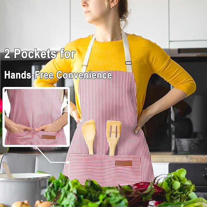 BeLuyi Adjustable Bib Apron with 2 Pockets Chef Cooking Kitchen Restaurant Aprons for Women Men