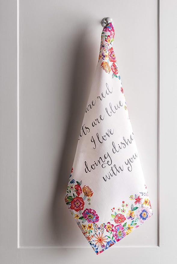 Maison d' Hermine Kitchen Towels Set of 3 100% Cotton 27.50" x 20" Reusable Cloth Tea Dish Towels Absorbent with Hanging Loop for Gifts for Mothers Day Spring/Summer (Happy Florals - High Summer)