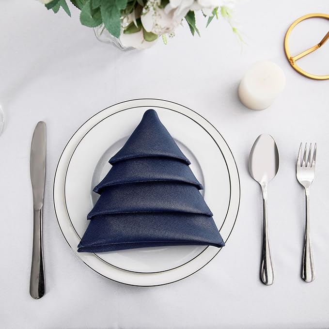 Bailarina Cloth Napkins Set of 80,17x17 inches Dinner Napkins Cloth Washable,Polyester Square Table Cloth Napkin Bulk with Hemmed Edges Ideal for Banquets, Parties and Weddings-Navy Blue