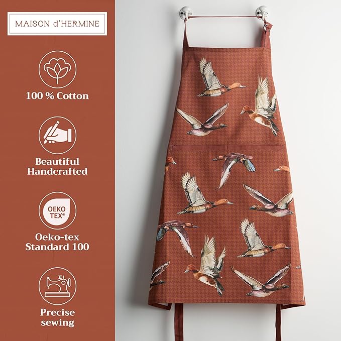 Maison d' Hermine 100% Cotton Apron for women with Pocket Kitchen Chef Apron for Men Cooking Mothers Day Gifts