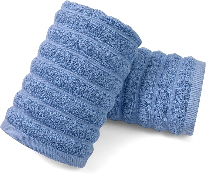 Jacquotha Ribbed Hand Towels for Bathroom, Hotel & Spa Quality Soft Hand Towel Set for Men Women Gifts, 480 GSM (Ocean Blue)