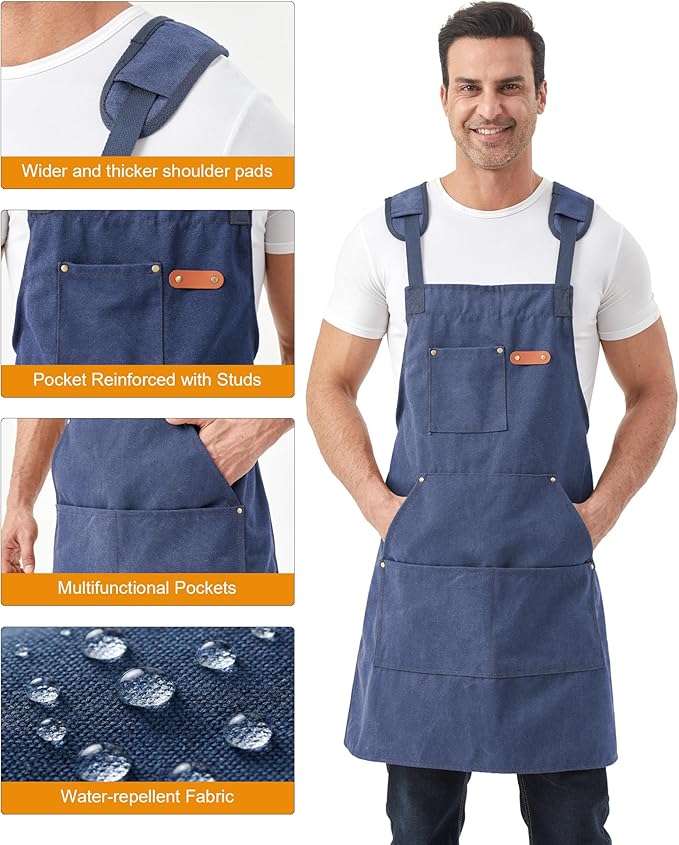 Nanxson Canvas Work Apron, Heavy Duty Carpenter Welding Apron with Wide Braces, Ideal for Gardening and Carpenters