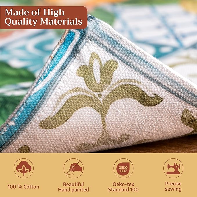 Maison d' Hermine Placemats Set of 4 100% Cotton Washable Cloth Place Mats Reusable Table Mats for Kitchen Dining Party Wedding Gifts for Mothers Day Spring/Summer (Agrume, 13" x 19")