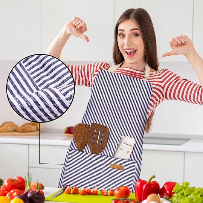 BeLuyi 2 Pack Adjustable Bib Apron with 2 Pockets Chef Cooking Kitchen Restaurant Aprons for Women Men