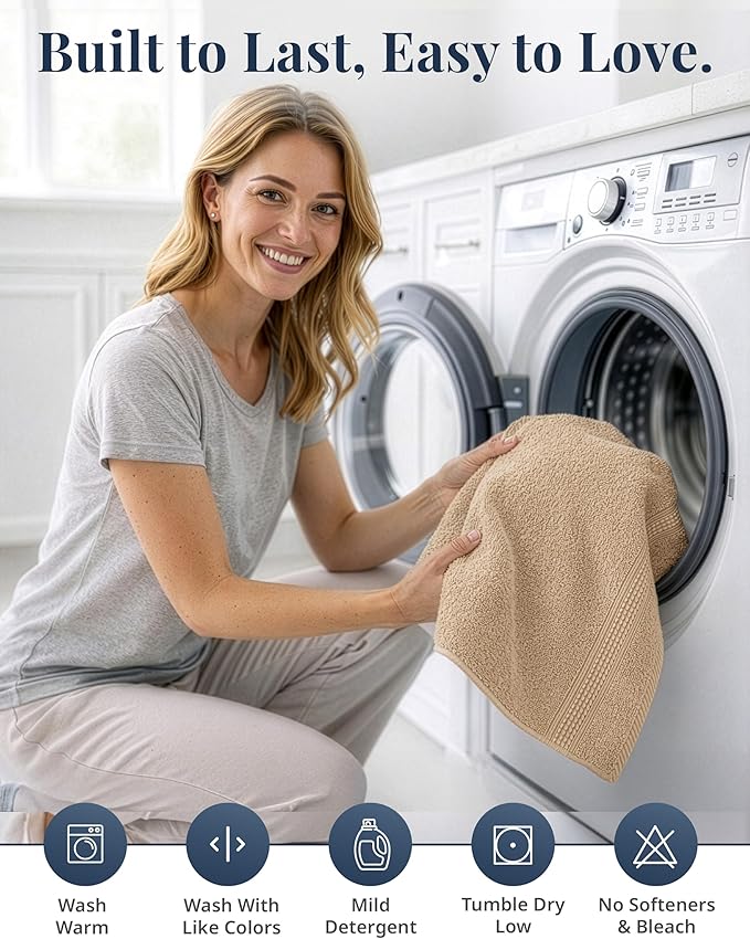 LANE LINEN Bathroom Hand Towels - 4 Pack (16" x 28"), 100% Ringspun Cotton Hand Towel Set - Soft, Lightweight, Fade & Shrink Resistant - Everyday Use, Face Towels for Bathroom, Gym and Travel - Taupe