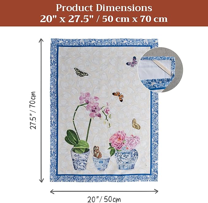 Maison d' Hermine Kitchen Towels Set of 3 100% Cotton 27.50" x 20" Reusable Cloth Tea Dish Towels Absorbent with Hanging Loop for Kitchen Gifts for Mothers Day Spring/Summer (Canton)