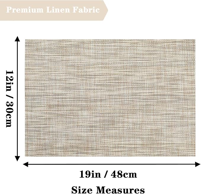 Caramel Placemats Set of 2 - Heat Resistant Non-Slip Place mats for Dining Table, Washable Durable PVC Vinyl Woven Table Mats (Caramel, 2)