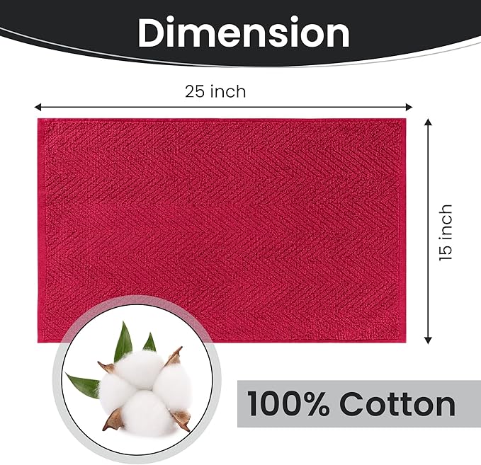 DecorRack 4 Pack 100% Cotton Kitchen Towels, 15" x 25" Absorbent Dish Towels [Premium Quality 400 GSM] Hand Towels for Kitchen, Red (Pack of 4)