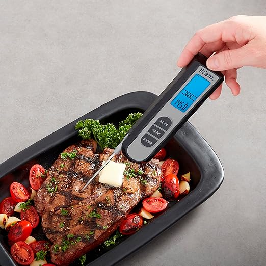 Taylor TruTemp Dual Instant Read Infrared Meat and Food Thermometer, Digital for Cooking, IPX5 Splash Proof Design, Plus Meat Probe for BBQ, Kitchen, Smoker, and Grilling, Gray
